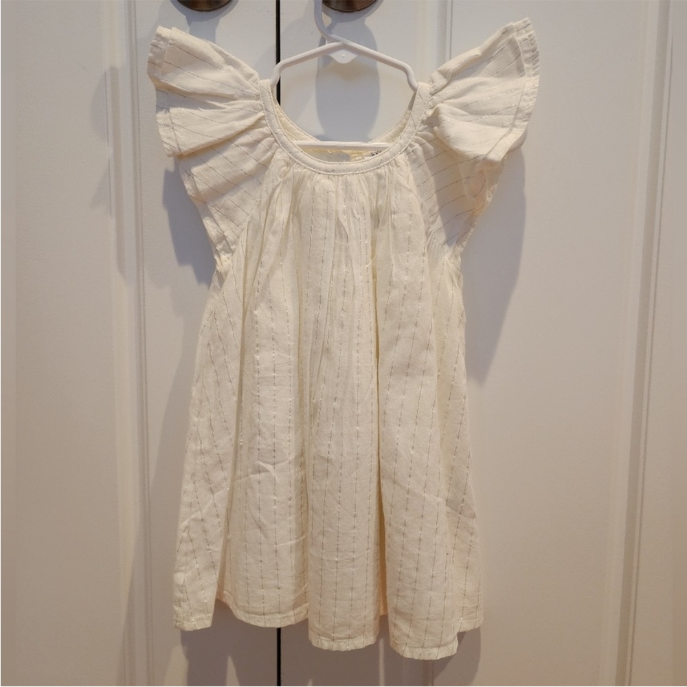 GAP White/Off-White Ruffled Sleeve Dress